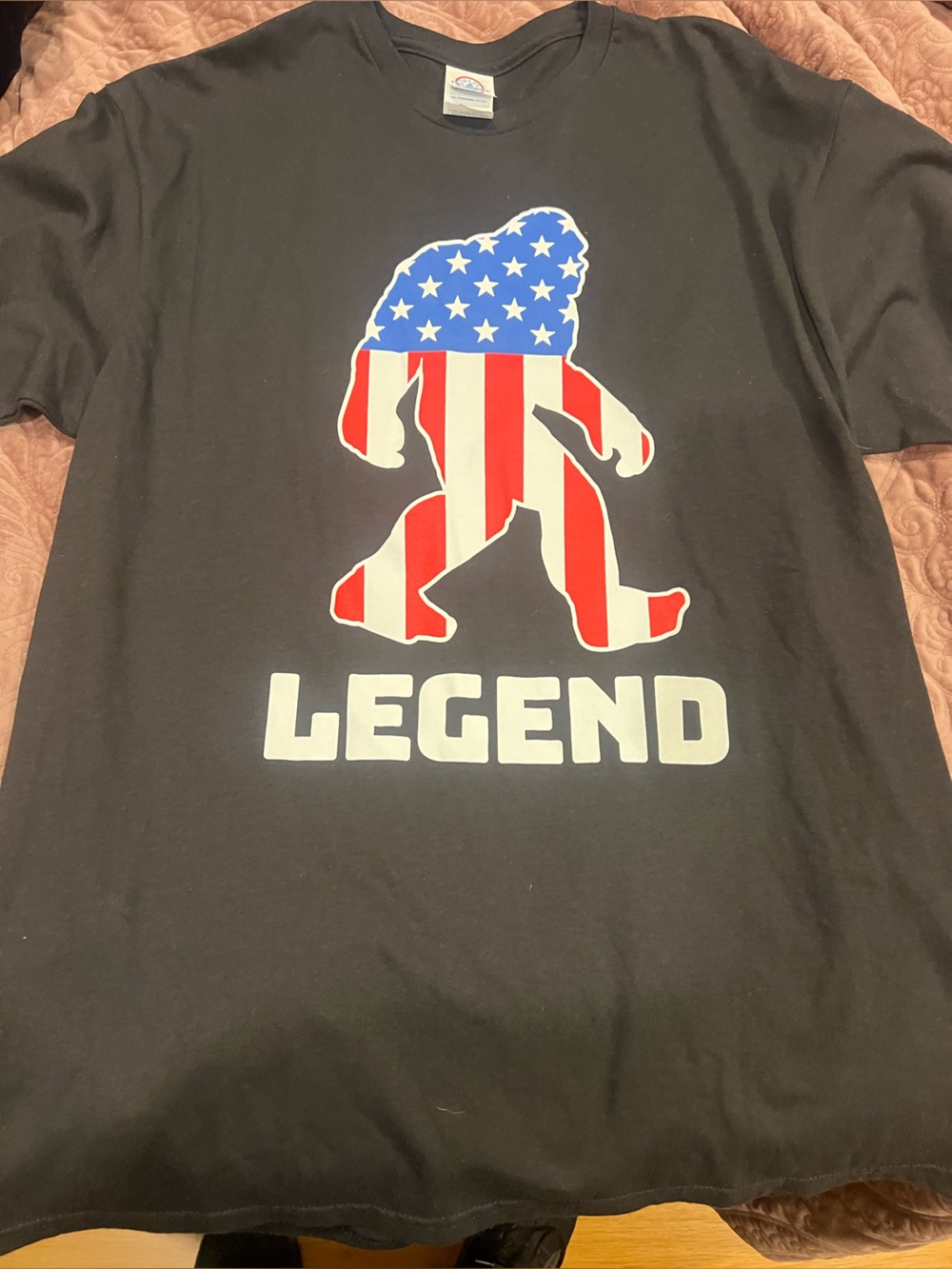 Men's Black Long Sleeve 'Legend' Graphic Shirt with Patriotic Bigfoot Print - Picture 1 of 2